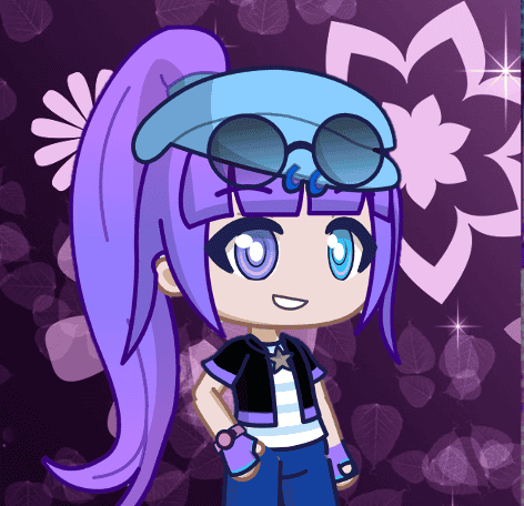 White girl with a big purple ponytail